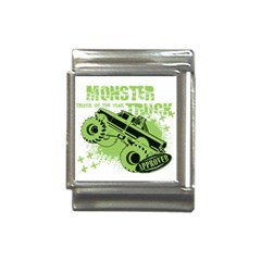 Monster Truck Illustration Green Car Italian Charm (13mm) by Sarkoni