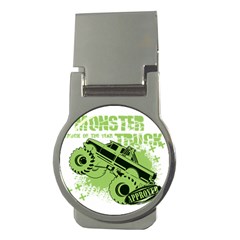 Monster Truck Illustration Green Car Money Clips (round) 