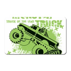 Monster Truck Illustration Green Car Magnet (rectangular) by Sarkoni