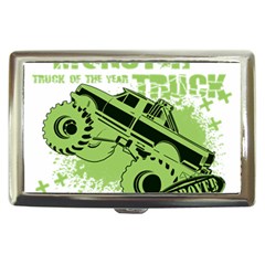 Monster Truck Illustration Green Car Cigarette Money Case by Sarkoni