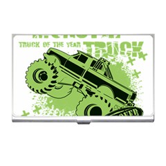 Monster Truck Illustration Green Car Business Card Holder by Sarkoni