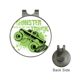 Monster Truck Illustration Green Car Hat Clips With Golf Markers by Sarkoni