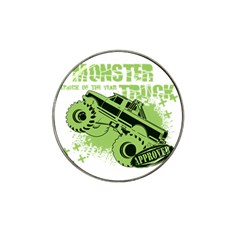 Monster Truck Illustration Green Car Hat Clip Ball Marker by Sarkoni