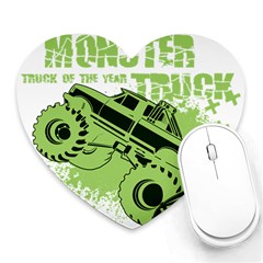 Monster Truck Illustration Green Car Heart Mousepad by Sarkoni