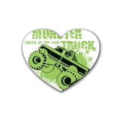 Monster Truck Illustration Green Car Rubber Coaster (heart) by Sarkoni