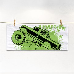 Monster Truck Illustration Green Car Hand Towel by Sarkoni