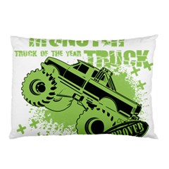 Monster Truck Illustration Green Car Pillow Case by Sarkoni