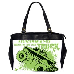 Monster Truck Illustration Green Car Oversize Office Handbag (2 Sides) by Sarkoni