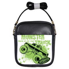 Monster Truck Illustration Green Car Girls Sling Bag by Sarkoni