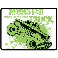 Monster Truck Illustration Green Car Fleece Blanket (large) by Sarkoni