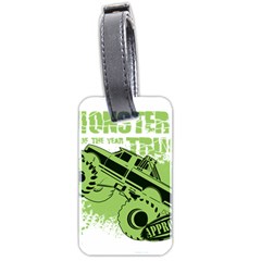 Monster Truck Illustration Green Car Luggage Tag (two Sides) by Sarkoni