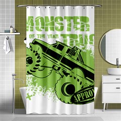 Monster Truck Illustration Green Car Shower Curtain 48  X 72  (small)  by Sarkoni