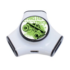 Monster Truck Illustration Green Car 3-port Usb Hub by Sarkoni