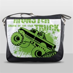 Monster Truck Illustration Green Car Messenger Bag by Sarkoni