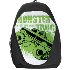 Monster Truck Illustration Green Car Backpack Bag by Sarkoni