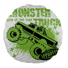 Monster Truck Illustration Green Car Large 18  Premium Round Cushions by Sarkoni