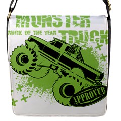 Monster Truck Illustration Green Car Flap Closure Messenger Bag (s) by Sarkoni