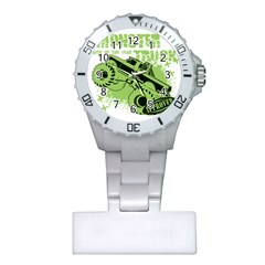 Monster Truck Illustration Green Car Plastic Nurses Watch by Sarkoni