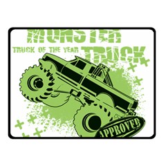 Monster Truck Illustration Green Car Two Sides Fleece Blanket (small) by Sarkoni