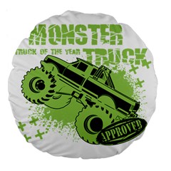 Monster Truck Illustration Green Car Large 18  Premium Flano Round Cushions by Sarkoni