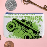 Monster Truck Illustration Green Car Large Coin Purse Front