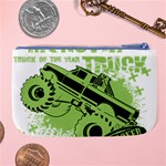 Monster Truck Illustration Green Car Large Coin Purse Back