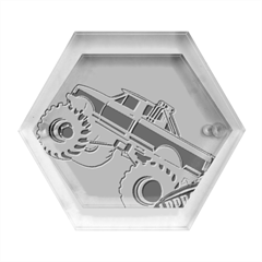 Monster Truck Illustration Green Car Hexagon Wood Jewelry Box by Sarkoni