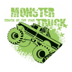 Monster Truck Illustration Green Car Wooden Puzzle Heart by Sarkoni