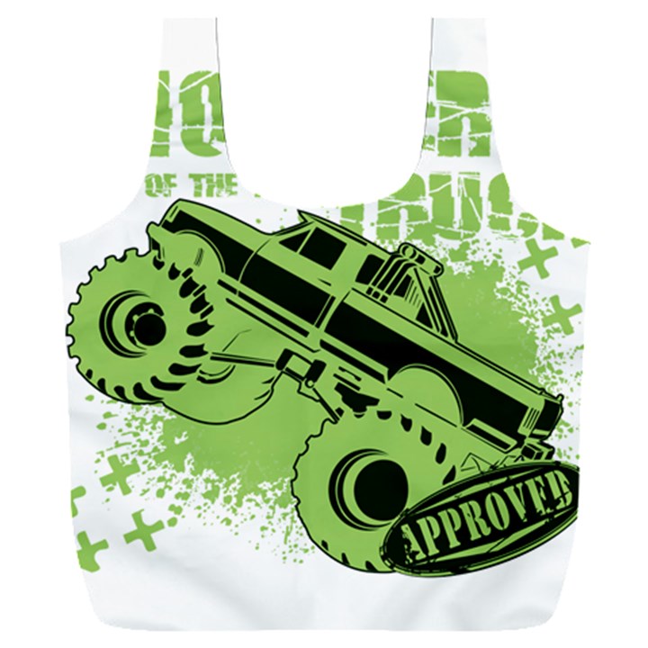 Monster Truck Illustration Green Car Full Print Recycle Bag (XXXL)