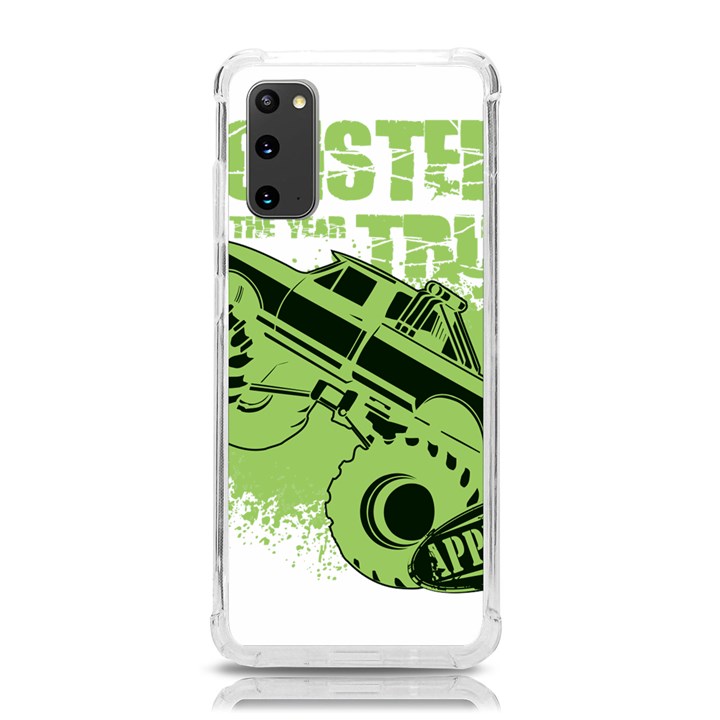 Monster Truck Illustration Green Car Samsung Galaxy S20 6.2 Inch TPU UV Case