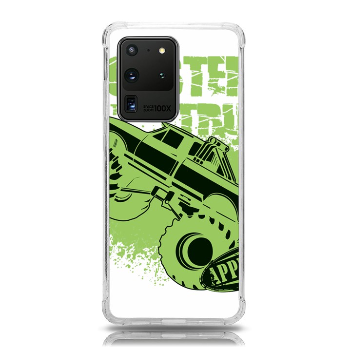 Monster Truck Illustration Green Car Samsung Galaxy S20 Ultra 6.9 Inch TPU UV Case