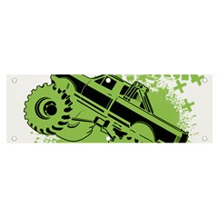 Monster Truck Illustration Green Car Banner And Sign 6  X 2  by Sarkoni