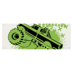 Monster Truck Illustration Green Car Banner And Sign 8  X 3  by Sarkoni