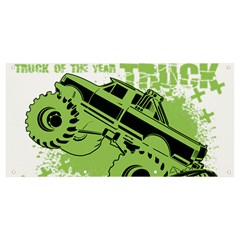 Monster Truck Illustration Green Car Banner And Sign 8  X 4  by Sarkoni