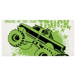 Monster Truck Illustration Green Car Banner and Sign 8  x 4  Front