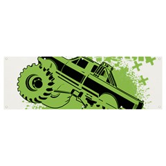 Monster Truck Illustration Green Car Banner And Sign 12  X 4  by Sarkoni