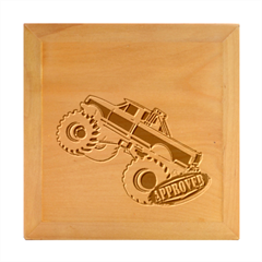 Monster Truck Illustration Green Car Wood Photo Frame Cube by Sarkoni