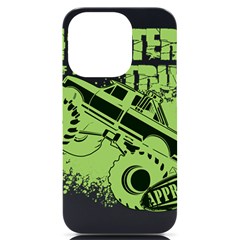 Monster Truck Illustration Green Car Iphone 14 Pro Black Uv Print Case by Sarkoni