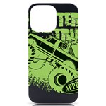 Monster Truck Illustration Green Car iPhone 14 Pro Max Black UV Print Case Front