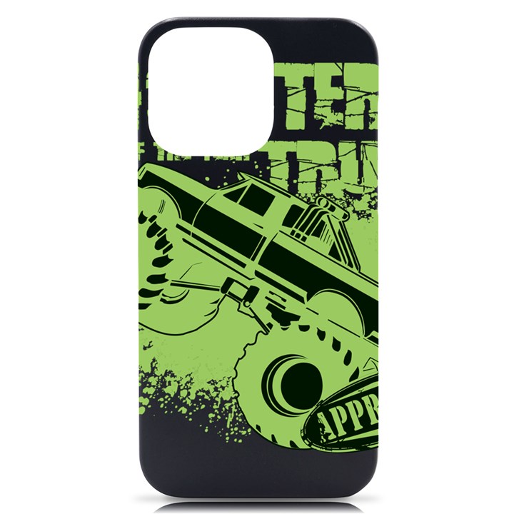 Monster Truck Illustration Green Car iPhone 14 Pro Max Black UV Print Case