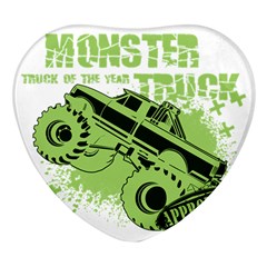 Monster Truck Illustration Green Car Heart Glass Fridge Magnet (4 Pack) by Sarkoni