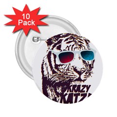 Krazy Katz 3d Tiger Roar Animal 2 25  Buttons (10 Pack)  by Sarkoni