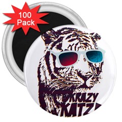 Krazy Katz 3d Tiger Roar Animal 3  Magnets (100 Pack) by Sarkoni