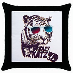 Krazy Katz 3d Tiger Roar Animal Throw Pillow Case (black) by Sarkoni