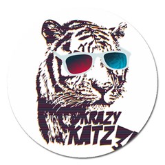 Krazy Katz 3d Tiger Roar Animal Magnet 5  (round) by Sarkoni