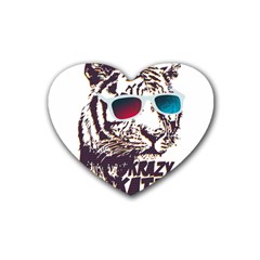 Krazy Katz 3d Tiger Roar Animal Rubber Coaster (heart) by Sarkoni