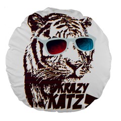 Krazy Katz 3d Tiger Roar Animal Large 18  Premium Round Cushions by Sarkoni