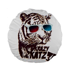 Krazy Katz 3d Tiger Roar Animal Standard 15  Premium Flano Round Cushions by Sarkoni