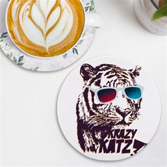 Krazy Katz 3d Tiger Roar Animal Uv Print Round Tile Coaster by Sarkoni