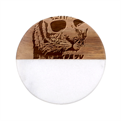 Krazy Katz 3d Tiger Roar Animal Classic Marble Wood Coaster (round) 